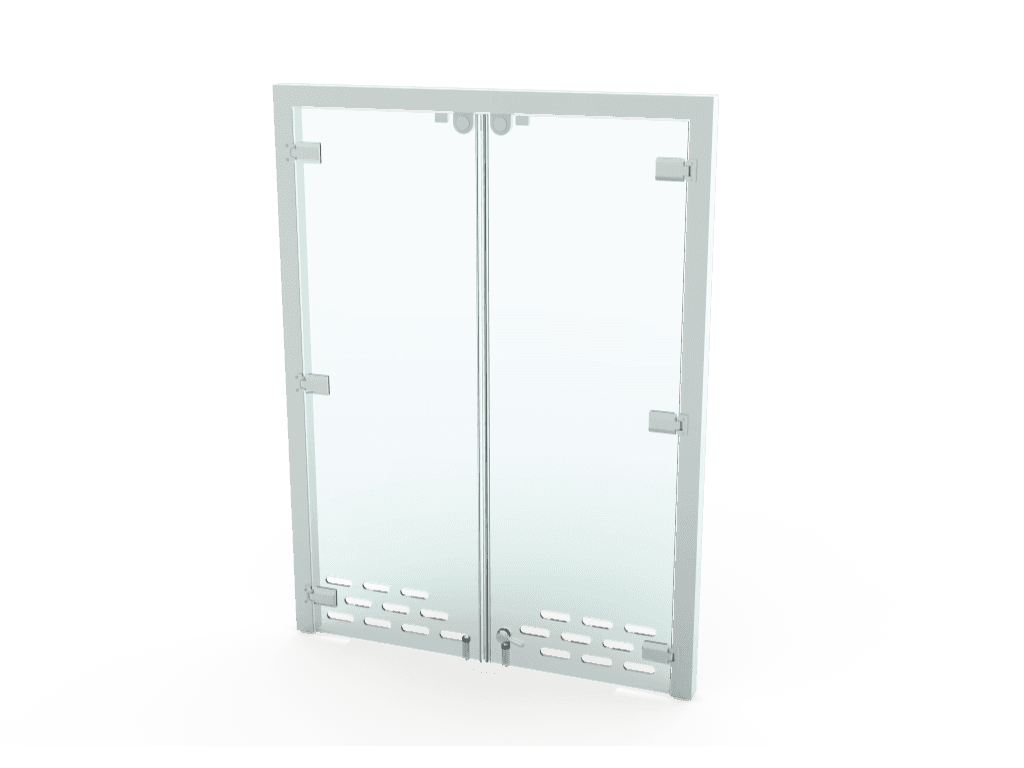 Porte in vetro temperato per macchina con flusso lamellare
