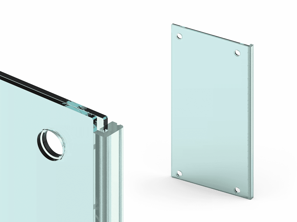 Porta in vetro temprato e stratificato per settore ascensoristica