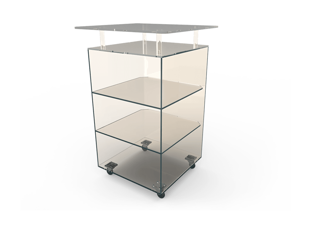 Carrello in metacrilato per prodotti cosmetici